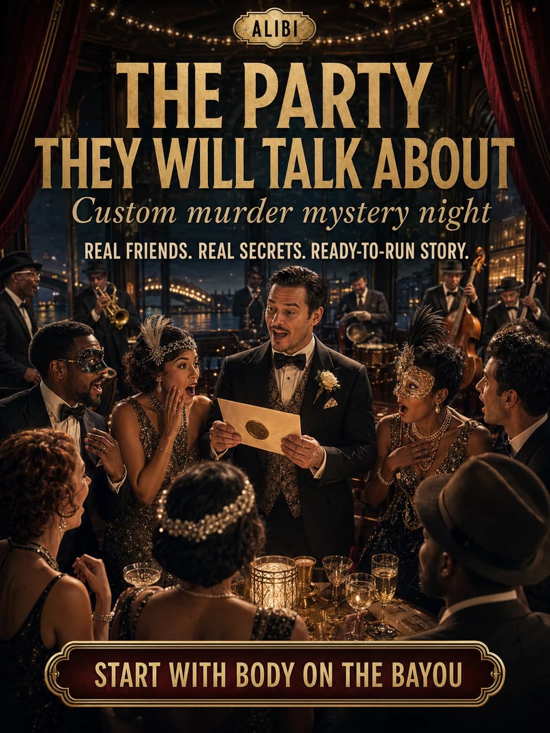 The party they will talk about Body on the Bayou ad card